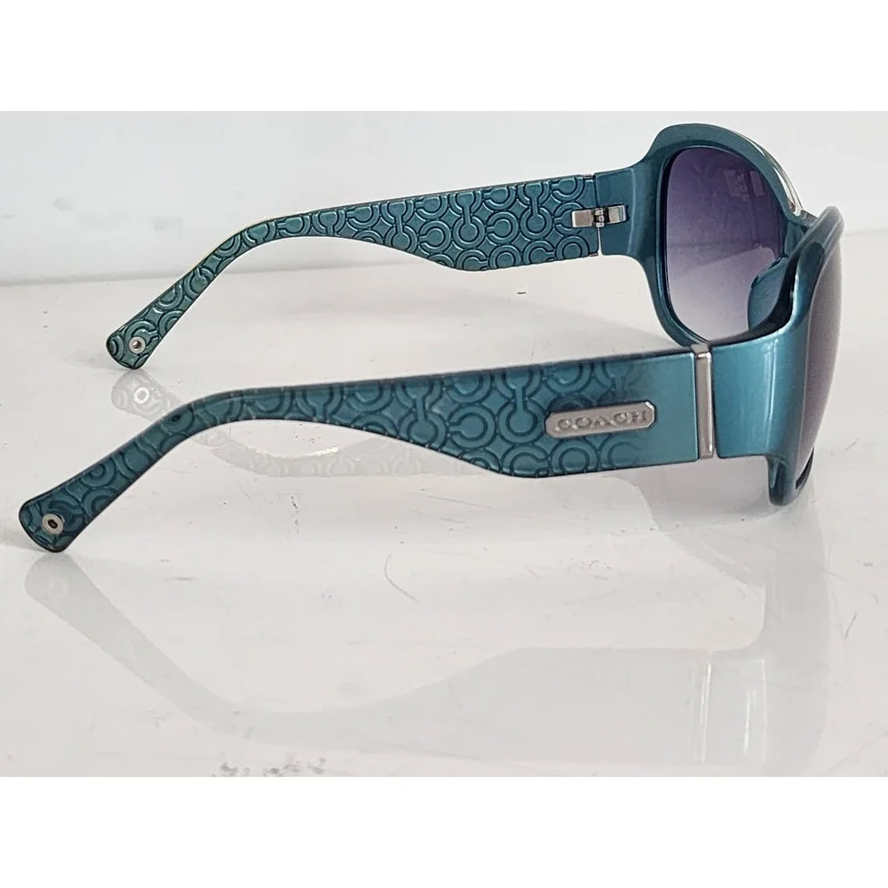 Coach Delaney S627 Teal Metallic Signature C Logo Gradient Sunglasses Womens